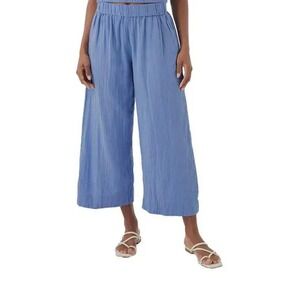 Pact Organic Coastal Double Gauze Crop Pants Medium Periwinkle Purple Wide Leg
